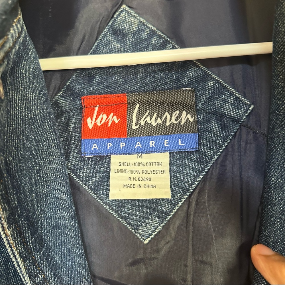 Vintage Fallen Heroes Military Bomber Denim Jacket Snap Button 90s Style Baggy M - Picture 3 of 15